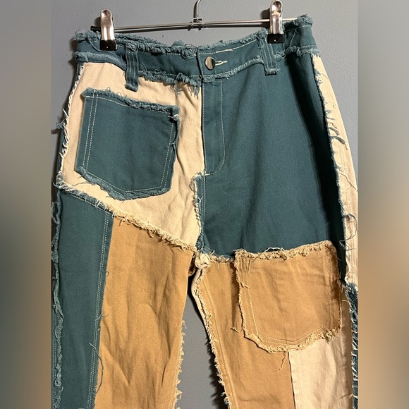 KTOO Grunge boho Patchwork Pant hippie Flare Pants size medium (26 waist) - Picture 4 of 12